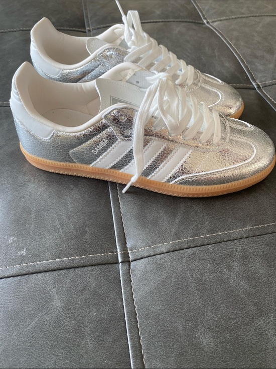 adidas Shoes - adidas Women’s Metallic Silver Samba Sneakers with Gum Sole
Sorry - no box